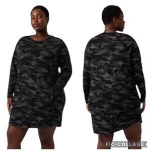 Athleta Balance Printed Dress Camo Lux Black Gray Plus Size 1X
